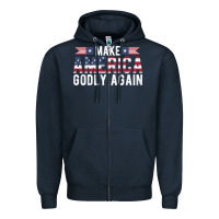 Navy make america godly again american flag letters christian quote Zipper Hoodie - linhVisuals