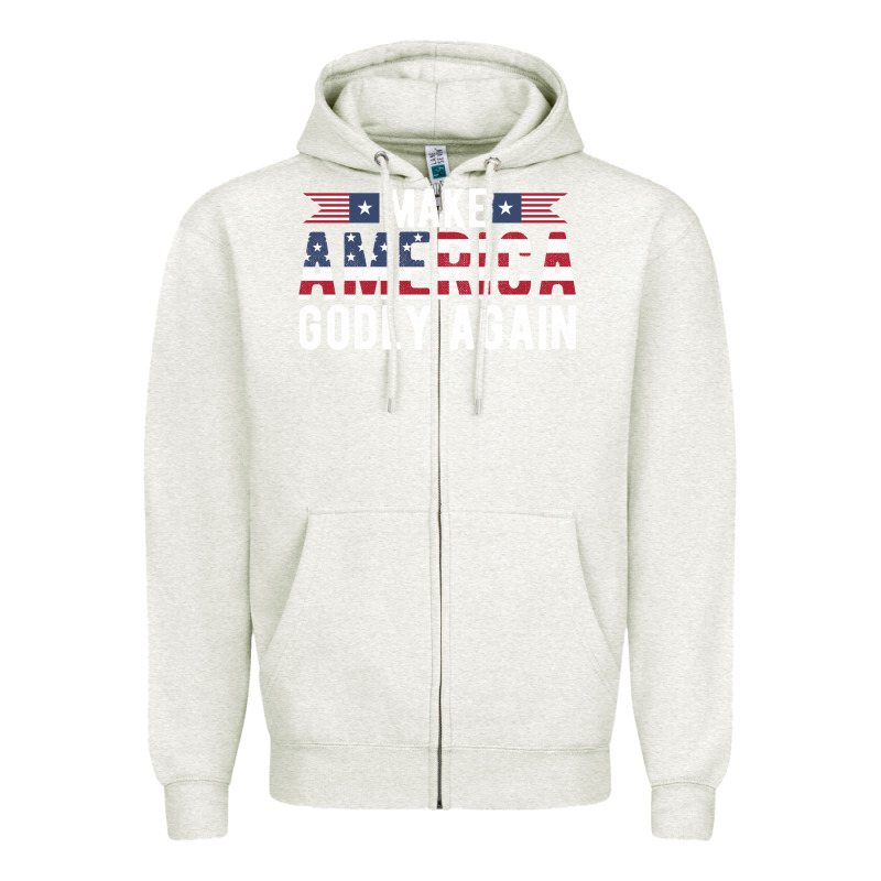 Make America Godly Again American Flag Letters Christian Quote Zipper Hoodie by linhVisuals | Teevron