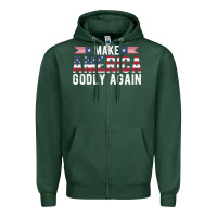 Sports Green make america godly again american flag letters christian quote Zipper Hoodie - linhVisuals