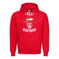 Red mexican christmas sugar skull feliz navidad spanish speaking xmas gift Zipper Hoodie - linhVisuals