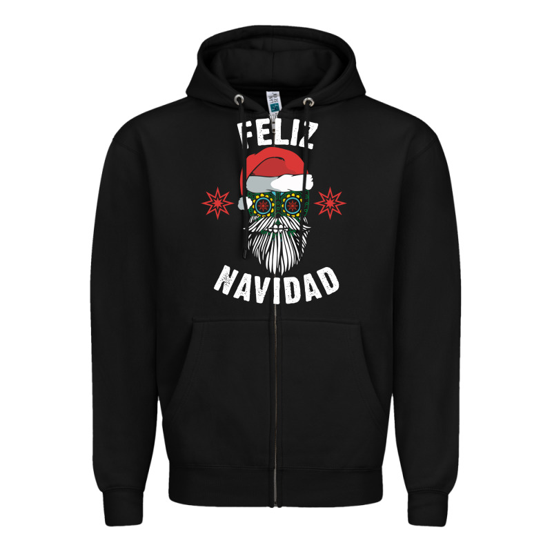 Mexican Christmas Sugar Skull Feliz Navidad Spanish Speaking Xmas Gift Zipper Hoodie by linhVisuals | Teevron