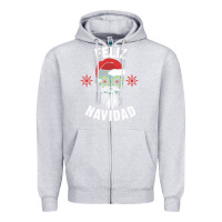 Heather Grey mexican christmas sugar skull feliz navidad spanish speaking xmas gift Zipper Hoodie - linhVisuals
