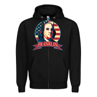 Black benjamin franklin Zipper Hoodie - linhVisuals
