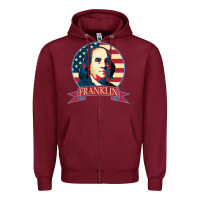 Burgundy benjamin franklin Zipper Hoodie - linhVisuals