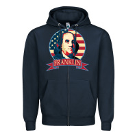 Navy benjamin franklin Zipper Hoodie - linhVisuals