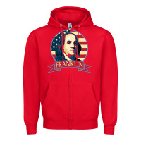 Red benjamin franklin Zipper Hoodie - linhVisuals
