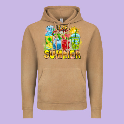 Hello Summer Vintage Hoodie Designed By Cowhidedigitalart