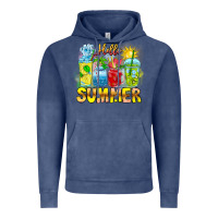 Vintage Denim Hello Summer Vintage Hoodie - CowhideDigitalArt