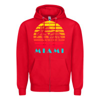 Red miami 80s sunset Zipper Hoodie - linhVisuals