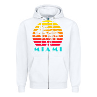 White miami 80s sunset Zipper Hoodie - linhVisuals