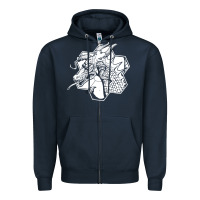 Navy the fantasy trip megahex dragon Zipper Hoodie - linhVisuals
