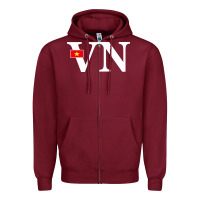Burgundy Vietnam Flag and Country Initials Zipper Hoodie - linhVisuals