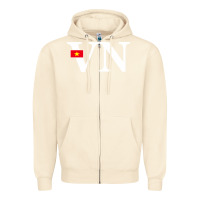 Sandshell Vietnam Flag and Country Initials Zipper Hoodie - linhVisuals