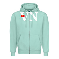 Seafoam Vietnam Flag and Country Initials Zipper Hoodie - linhVisuals