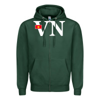 Sports Green Vietnam Flag and Country Initials Zipper Hoodie - linhVisuals