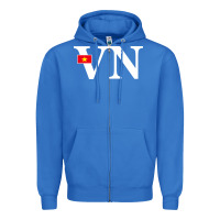 True Royal Vietnam Flag and Country Initials Zipper Hoodie - linhVisuals