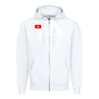 White Vietnam Flag and Country Initials Zipper Hoodie - linhVisuals