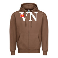 Chestnut Vietnam Flag and Country Initials Zipper Hoodie - linhVisuals