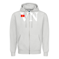 Dove Grey Vietnam Flag and Country Initials Zipper Hoodie - linhVisuals