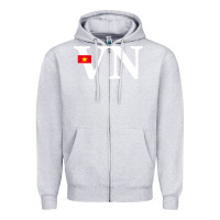 Heather Grey Vietnam Flag and Country Initials Zipper Hoodie - linhVisuals