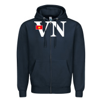 Navy Vietnam Flag and Country Initials Zipper Hoodie - linhVisuals