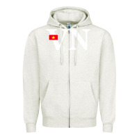 Oatmeal Heather Vietnam Flag and Country Initials Zipper Hoodie - linhVisuals