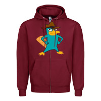 Burgundy phineas and ferb, agent p, perry the platypus Zipper Hoodie - linhVisuals