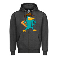 Charcoal Heather phineas and ferb, agent p, perry the platypus Zipper Hoodie - linhVisuals