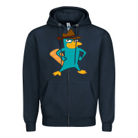Navy phineas and ferb, agent p, perry the platypus Zipper Hoodie - linhVisuals