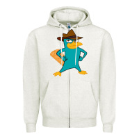 Oatmeal Heather phineas and ferb, agent p, perry the platypus Zipper Hoodie - linhVisuals