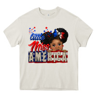 Cream little miss america black girl peekaboo Heavy Core Tee - CowGirlArtShop