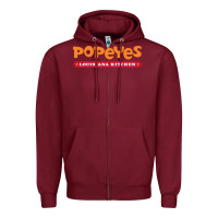 Burgundy popeyes louisiana kitchen Zipper Hoodie - linhVisuals