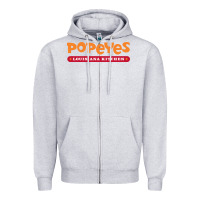 Heather Grey popeyes louisiana kitchen Zipper Hoodie - linhVisuals
