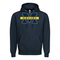 Navy michigan Zipper Hoodie - linhVisuals