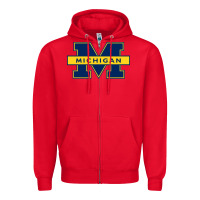 Red michigan Zipper Hoodie - linhVisuals