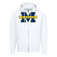 White michigan Zipper Hoodie - linhVisuals