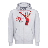 Heather Grey Mariah Carey Merry Christmas vintage retro Zipper Hoodie - linhVisuals