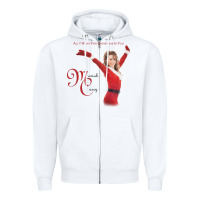 White Mariah Carey Merry Christmas vintage retro Zipper Hoodie - linhVisuals