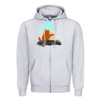 Heather Grey two cats Zipper Hoodie - linhVisuals