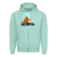 Seafoam two cats Zipper Hoodie - linhVisuals