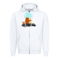 White two cats Zipper Hoodie - linhVisuals