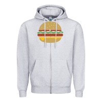Heather Grey vintage burger print Zipper Hoodie - linhVisuals