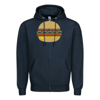 Navy vintage burger print Zipper Hoodie - linhVisuals