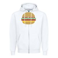 White vintage burger print Zipper Hoodie - linhVisuals