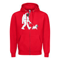 Red walking the dog astronaut Zipper Hoodie - linhVisuals