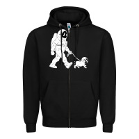 Black walking the dog astronaut Zipper Hoodie - linhVisuals