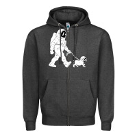 Charcoal Heather walking the dog astronaut Zipper Hoodie - linhVisuals