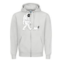 Dove Grey walking the dog astronaut Zipper Hoodie - linhVisuals