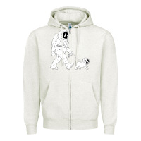 Oatmeal Heather walking the dog astronaut Zipper Hoodie - linhVisuals