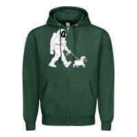 Sports Green walking the dog astronaut Zipper Hoodie - linhVisuals